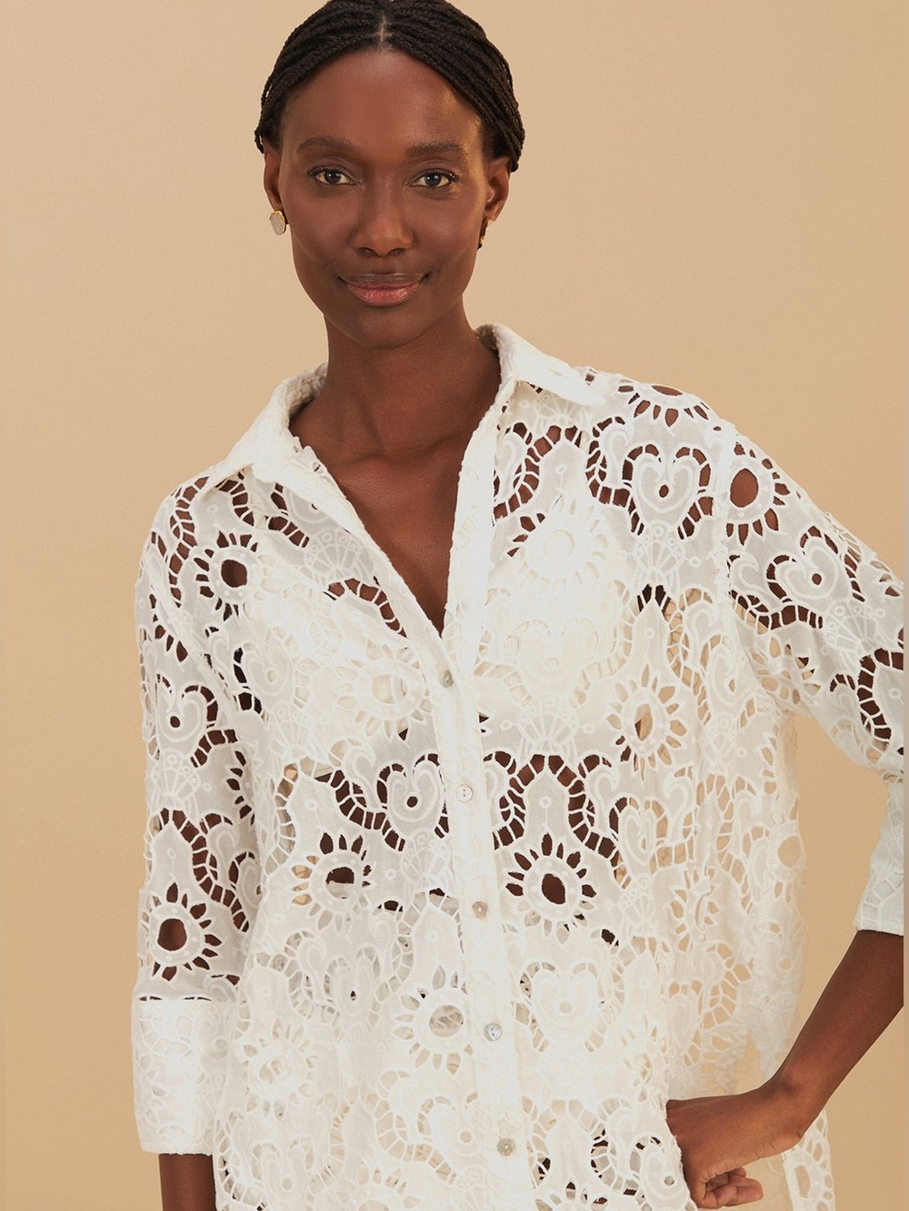 Farm Rio White Sun Eyelet Shirt - Picture 5 of 10